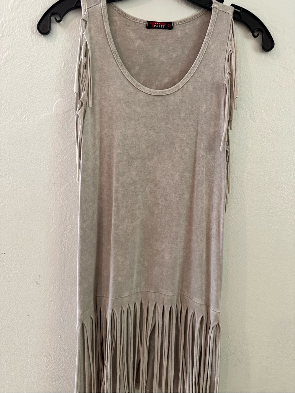 T Party Fashion Light Taupe Fringe Tank